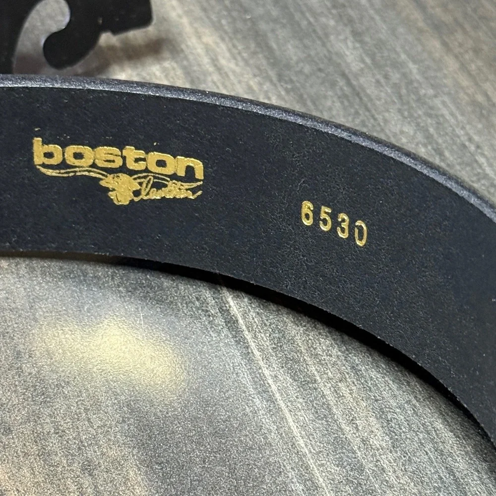 Boston Leather Belts Mens 36 Black Basketweave Full‎ Grain Hook & Loop Tipped